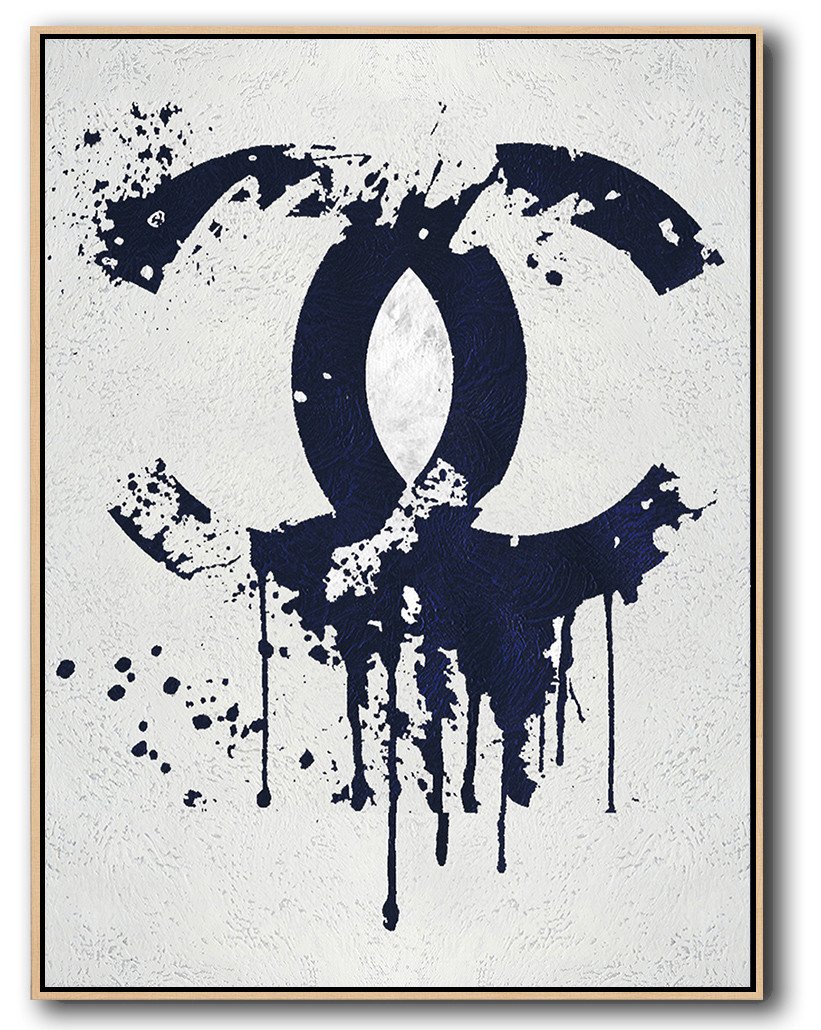 Buy Hand Painted Navy Blue Abstract Painting Online - Framed Canvas Prints From Photos Huge